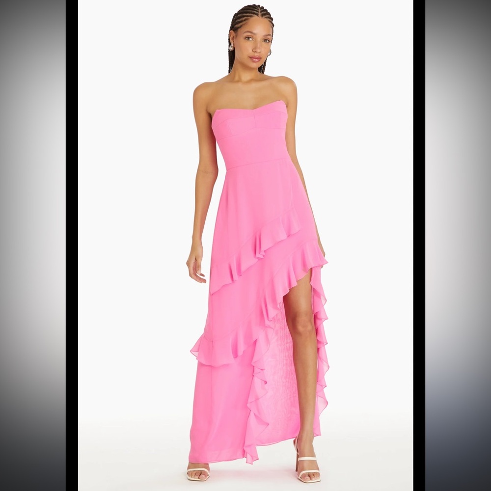 NWT Amanda Uprichard Magnolia Silk Maxi Dress in Aster Medium Revolve - Picture 12 of 14